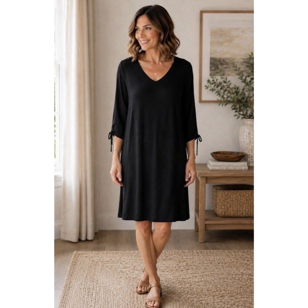 Soft Surroundings Black Long Sleeve HERA Dress Knee Length Lined 3x